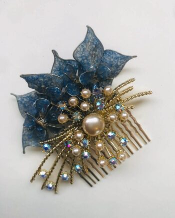 Blue Celluloid Pearl Sparkly Comb