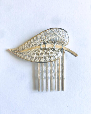 Sterling Silver Filigree Leaf Comb