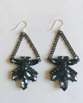 GREY FLORAL CHAIN EARRINGS