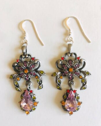MULTI COLOURED FLOWER DROP EARRINGS