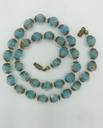 Turquoise Venetian Foil Glass Beads