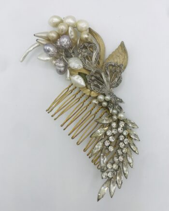 1920s French Pearl, Paste and Marcasite Hair Comb