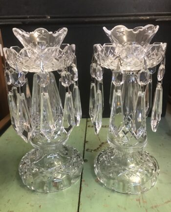 Pair of Heavy, Glass candlesticks