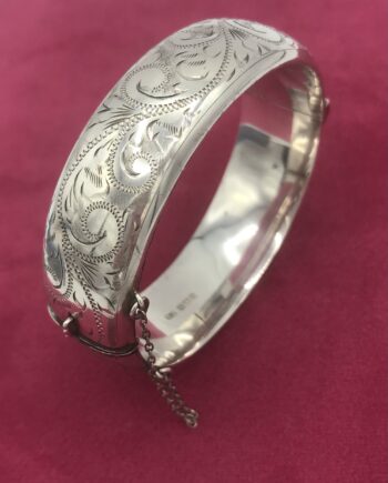 Silver Floral Engraved Bangle