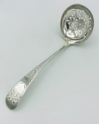 Pretty Engraved Silver Sifter Spoon