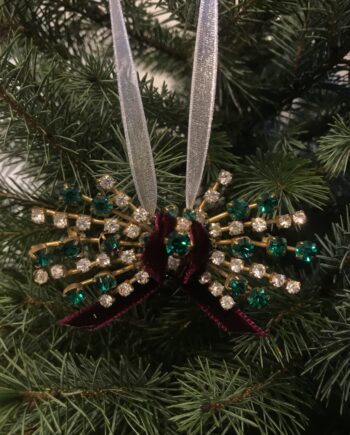 Handmade Vintage Green Sparkly Decoration