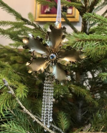 Gold Flower with Diamante Fronds Decoration