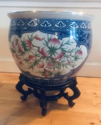 Vintage Chinese Goldfish Bowl on Stand