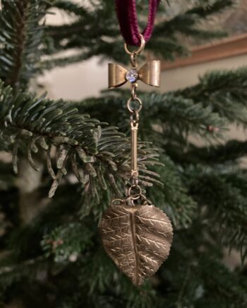 Handmade Vintage Golden Bow and Leaf Decoration