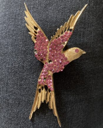 Pink Sparkly Vintage Swallow Brooch