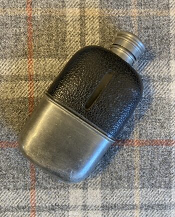 Victorian Leather, Glass and Pewter Flask