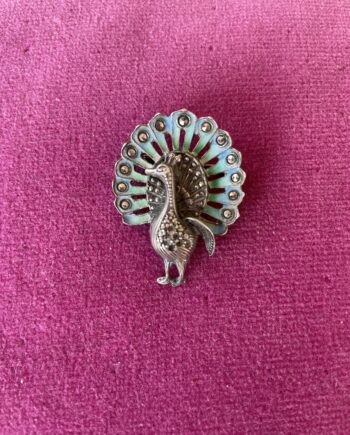 Silver Peacock Brooch