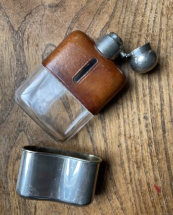 Vintage Silver Plated, Glass and Leather Flask