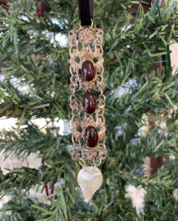 Handmade Amber and Mother of Pearl Leaf Decoration