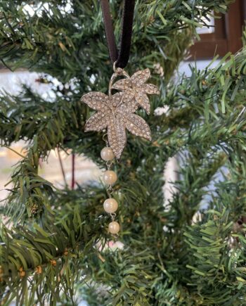 Handmade Sparkly Leaf Pearl Drop Decoration