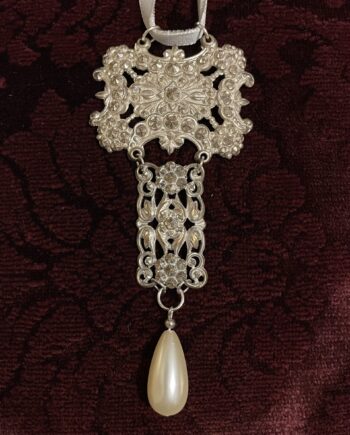 Handmade Filigree Metal and Pearl Drop Decoration