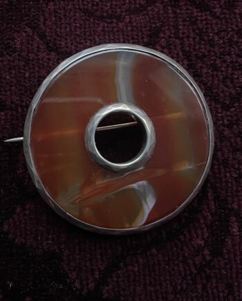 Victorian Silver Agate Brooch