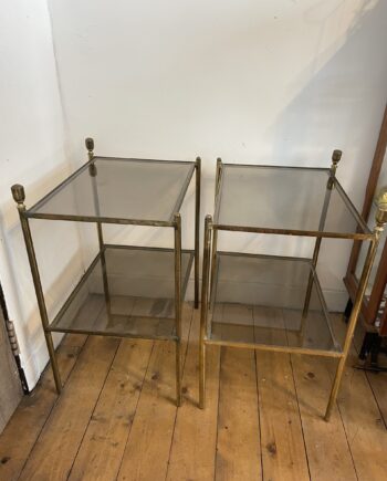 Pair of Glass and Brass Side Tables